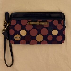 Coach Purple and Blue Polka Dot Wristlet